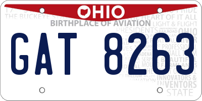 OH license plate GAT8263