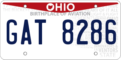 OH license plate GAT8286