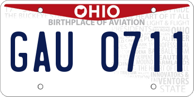 OH license plate GAU0711