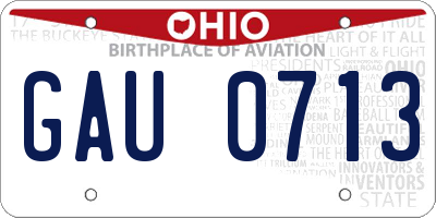 OH license plate GAU0713