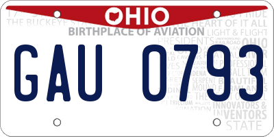 OH license plate GAU0793