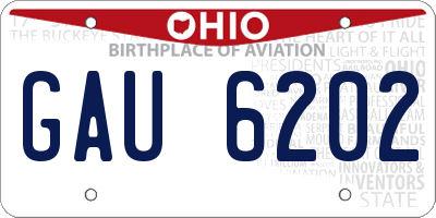 OH license plate GAU6202