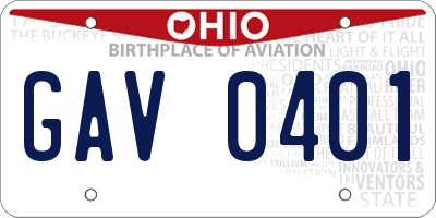 OH license plate GAV0401