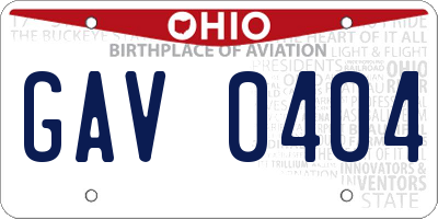 OH license plate GAV0404