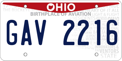 OH license plate GAV2216
