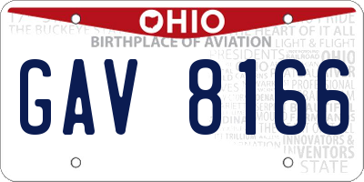 OH license plate GAV8166