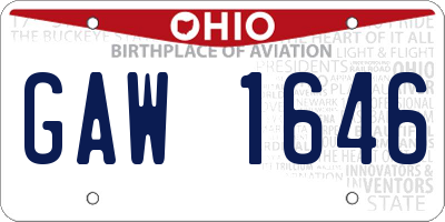 OH license plate GAW1646
