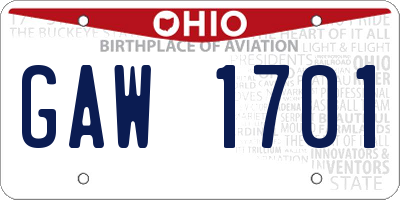 OH license plate GAW1701
