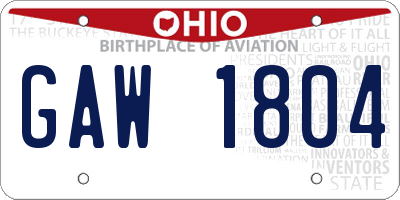 OH license plate GAW1804