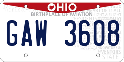 OH license plate GAW3608