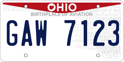 OH license plate GAW7123