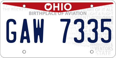OH license plate GAW7335