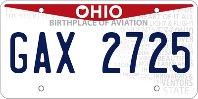 OH license plate GAX2725
