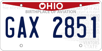OH license plate GAX2851