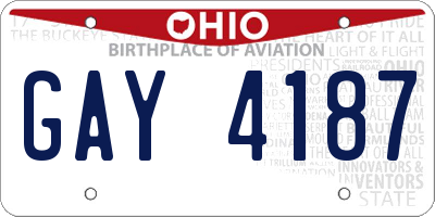 OH license plate GAY4187