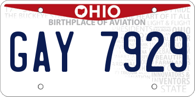 OH license plate GAY7929