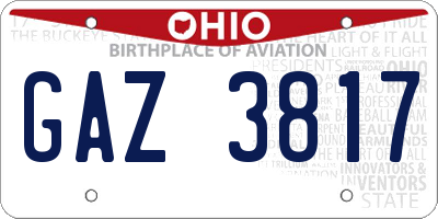 OH license plate GAZ3817
