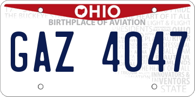 OH license plate GAZ4047