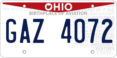 OH license plate GAZ4072