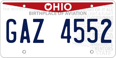 OH license plate GAZ4552