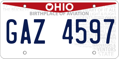 OH license plate GAZ4597
