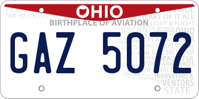 OH license plate GAZ5072