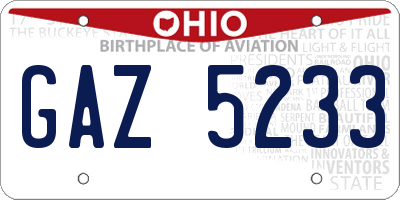OH license plate GAZ5233