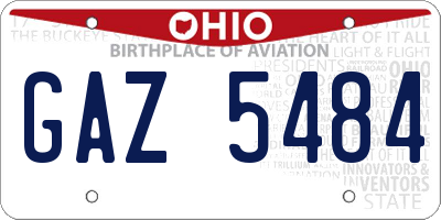 OH license plate GAZ5484