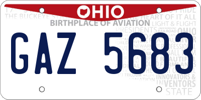 OH license plate GAZ5683