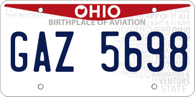 OH license plate GAZ5698