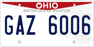 OH license plate GAZ6006