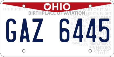 OH license plate GAZ6445
