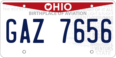 OH license plate GAZ7656