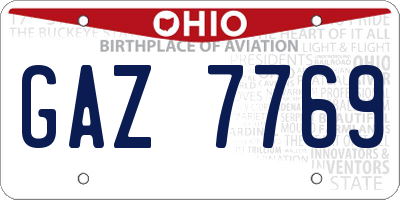 OH license plate GAZ7769