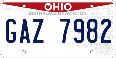 OH license plate GAZ7982