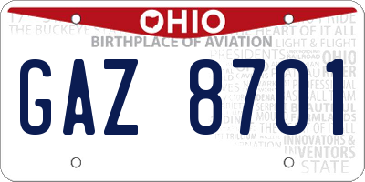 OH license plate GAZ8701