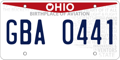OH license plate GBA0441