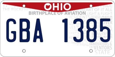OH license plate GBA1385