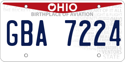 OH license plate GBA7224