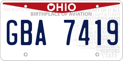 OH license plate GBA7419