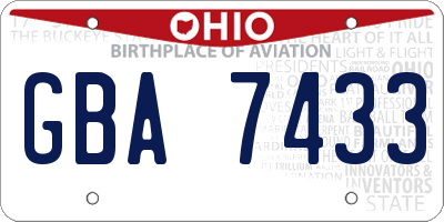 OH license plate GBA7433
