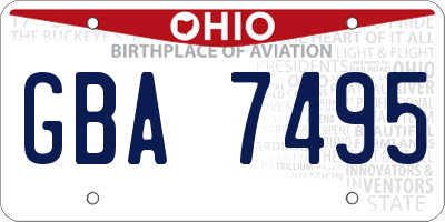 OH license plate GBA7495