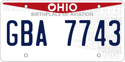 OH license plate GBA7743