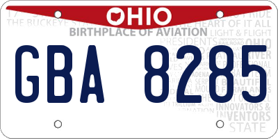 OH license plate GBA8285
