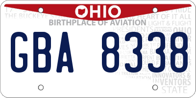 OH license plate GBA8338
