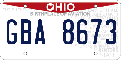 OH license plate GBA8673