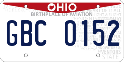 OH license plate GBC0152