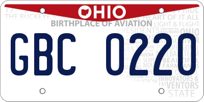 OH license plate GBC0220