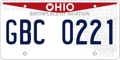 OH license plate GBC0221