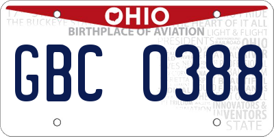 OH license plate GBC0388